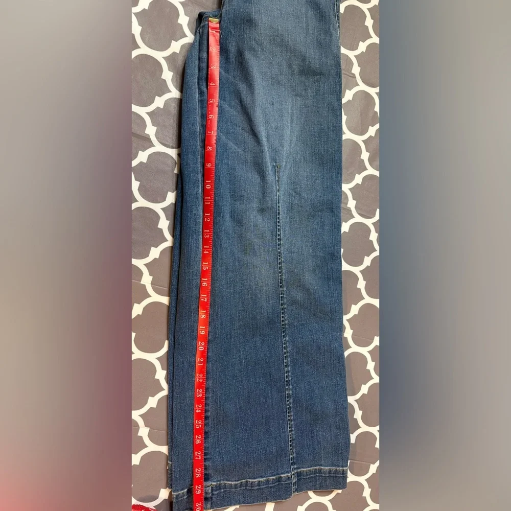 SPANX Seamed Front Wide-Leg Pull On Jeans Petite Medium in Vintage Indigo NWT